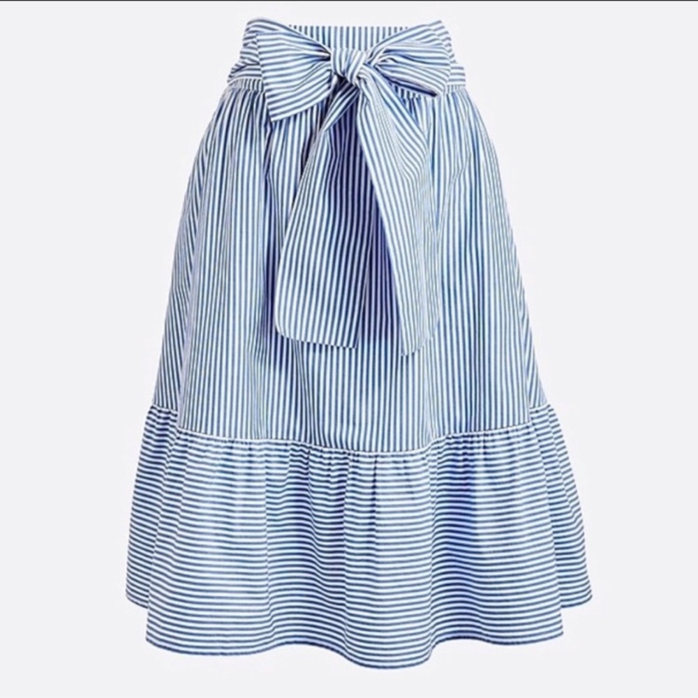 J. Crew Factory tie bow stripe skirt